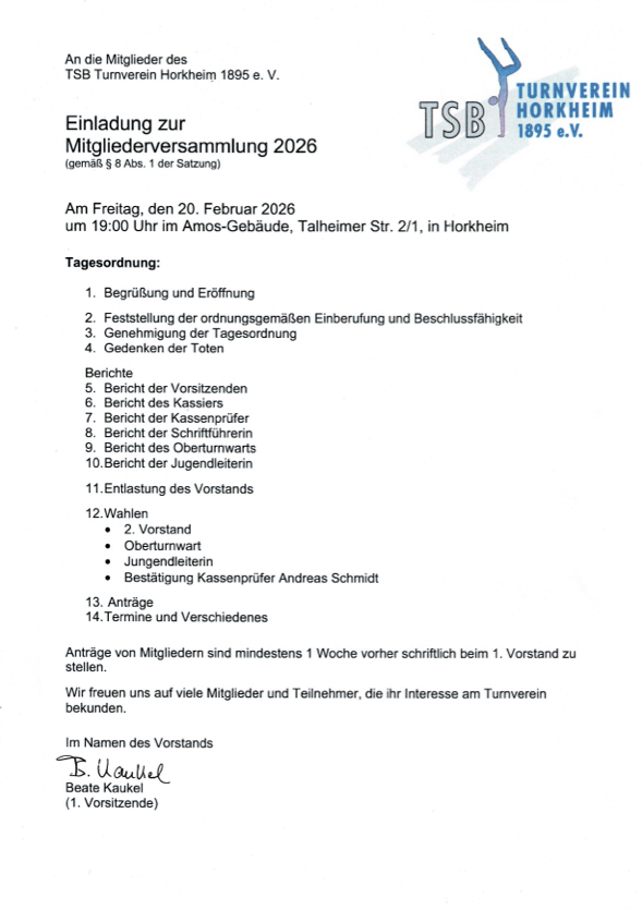 Einladung Mitgliederversammlung 2026
